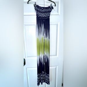 Women's Strapless Ombre Maxi Dress in Purple and Lime